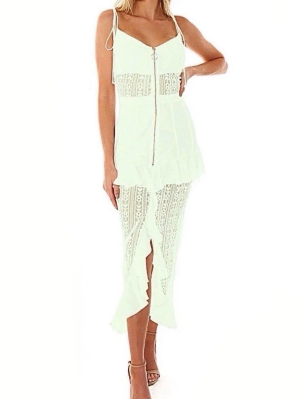 NWTs For Love & Lemons Lovebird Lace Midi Dress Size Medium - Mint Green
